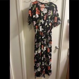 Short sleeve wide leg floral jumpsuit
